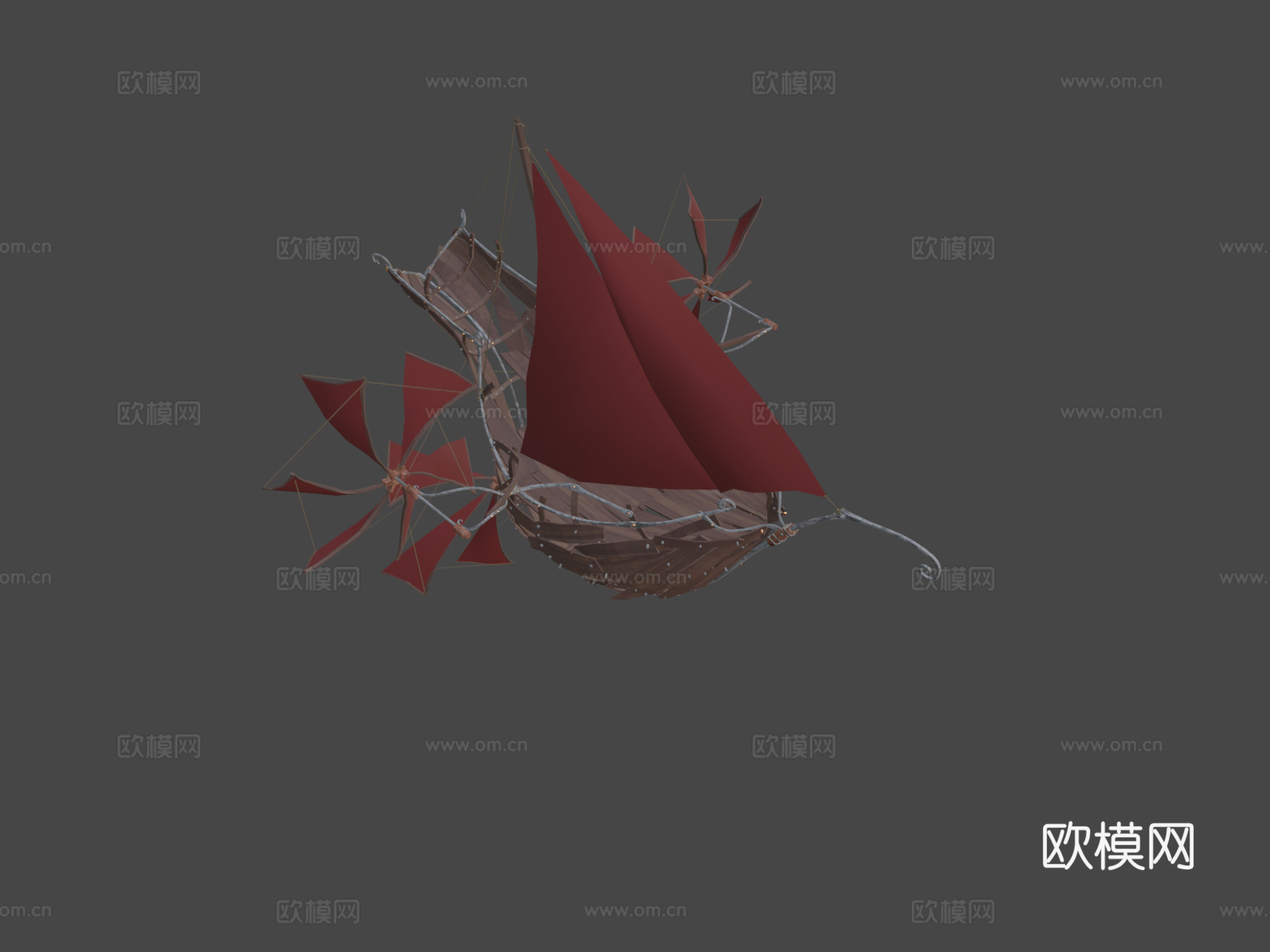 蒸汽朋克飞行船3d模型下载（渲染图6）