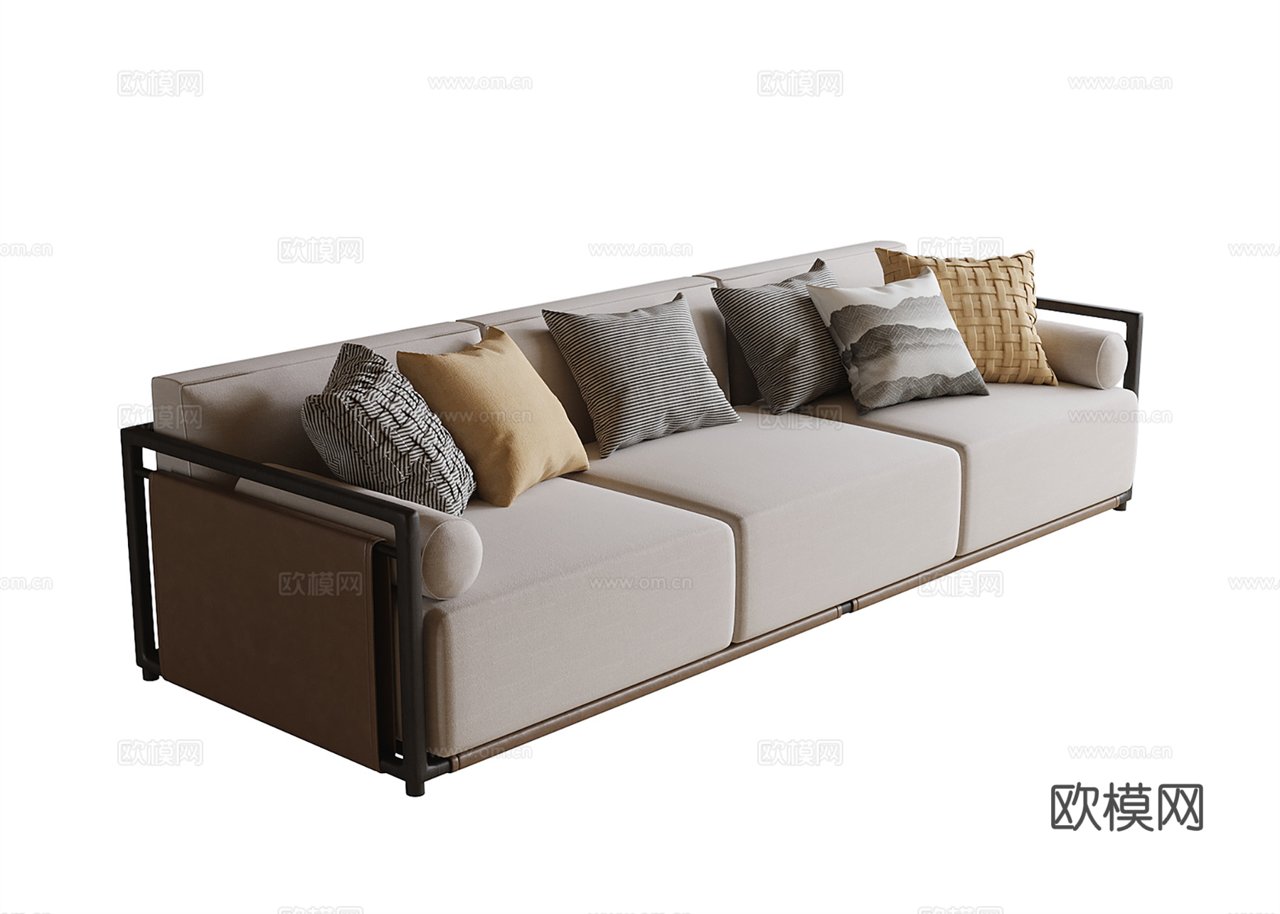 现代三人沙发su模型