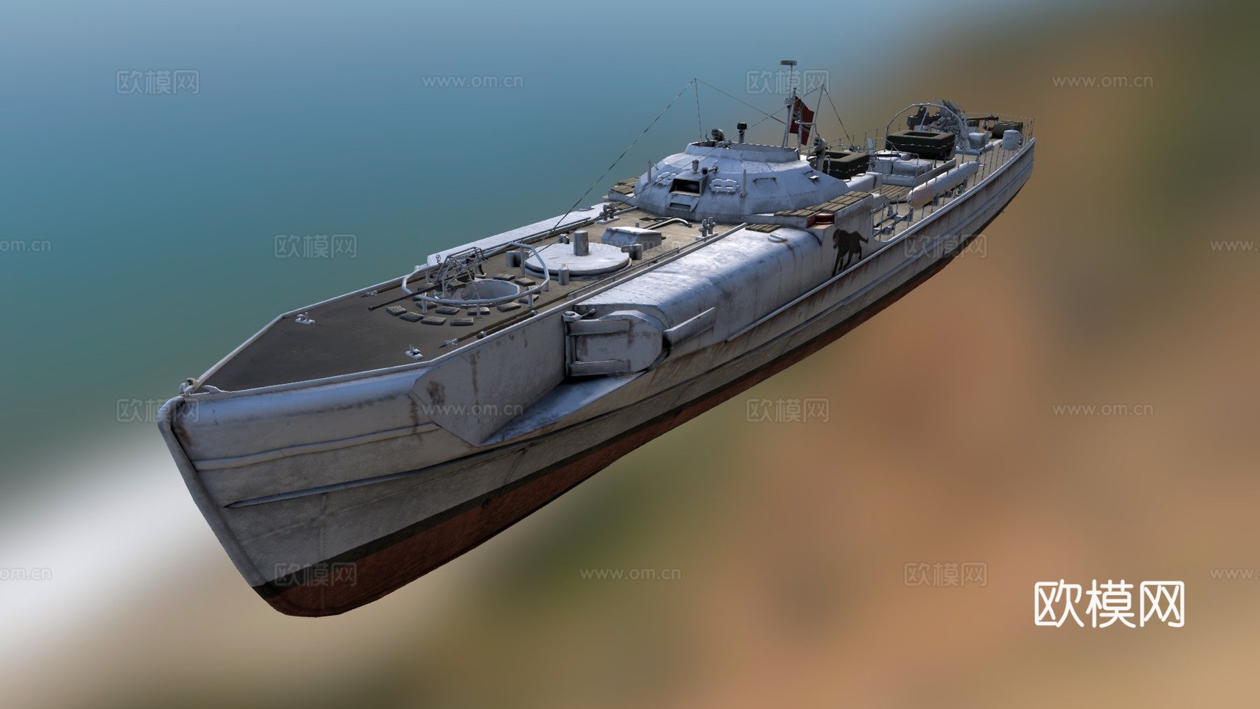 S-100鱼雷艇3d模型下载（渲染图1）