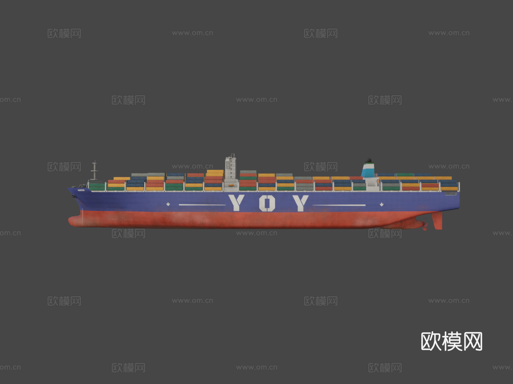 集装箱船3d模型下载（渲染图6）