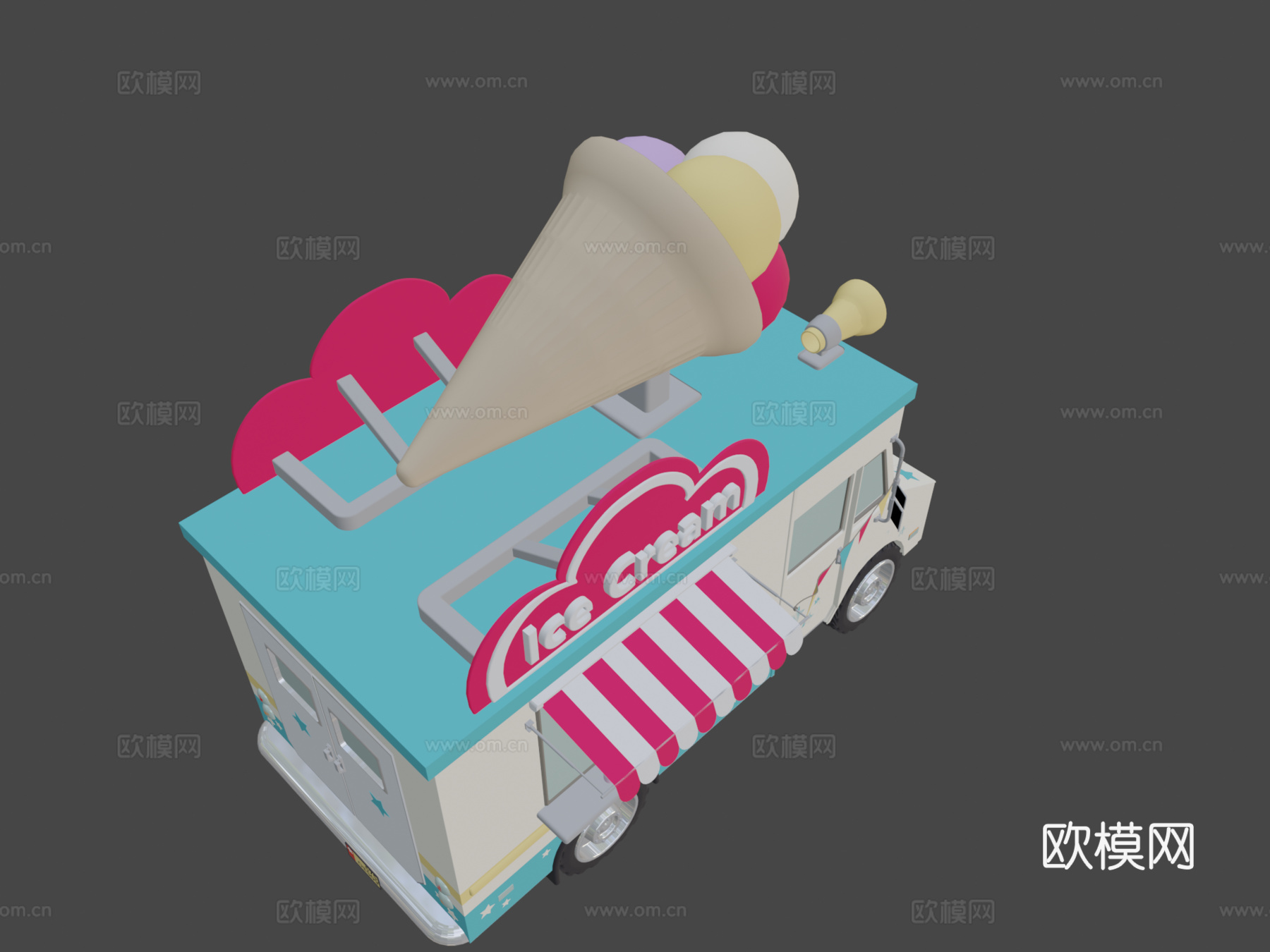 冰淇淋车3d模型下载（渲染图8）
