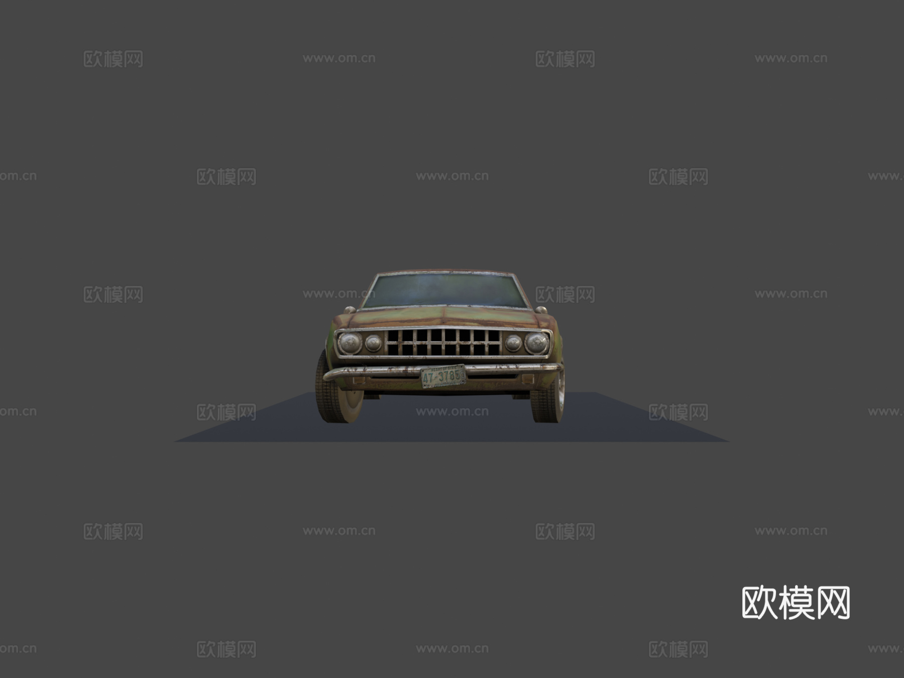 生锈的1960年代肌肉车3d模型下载（渲染图5）