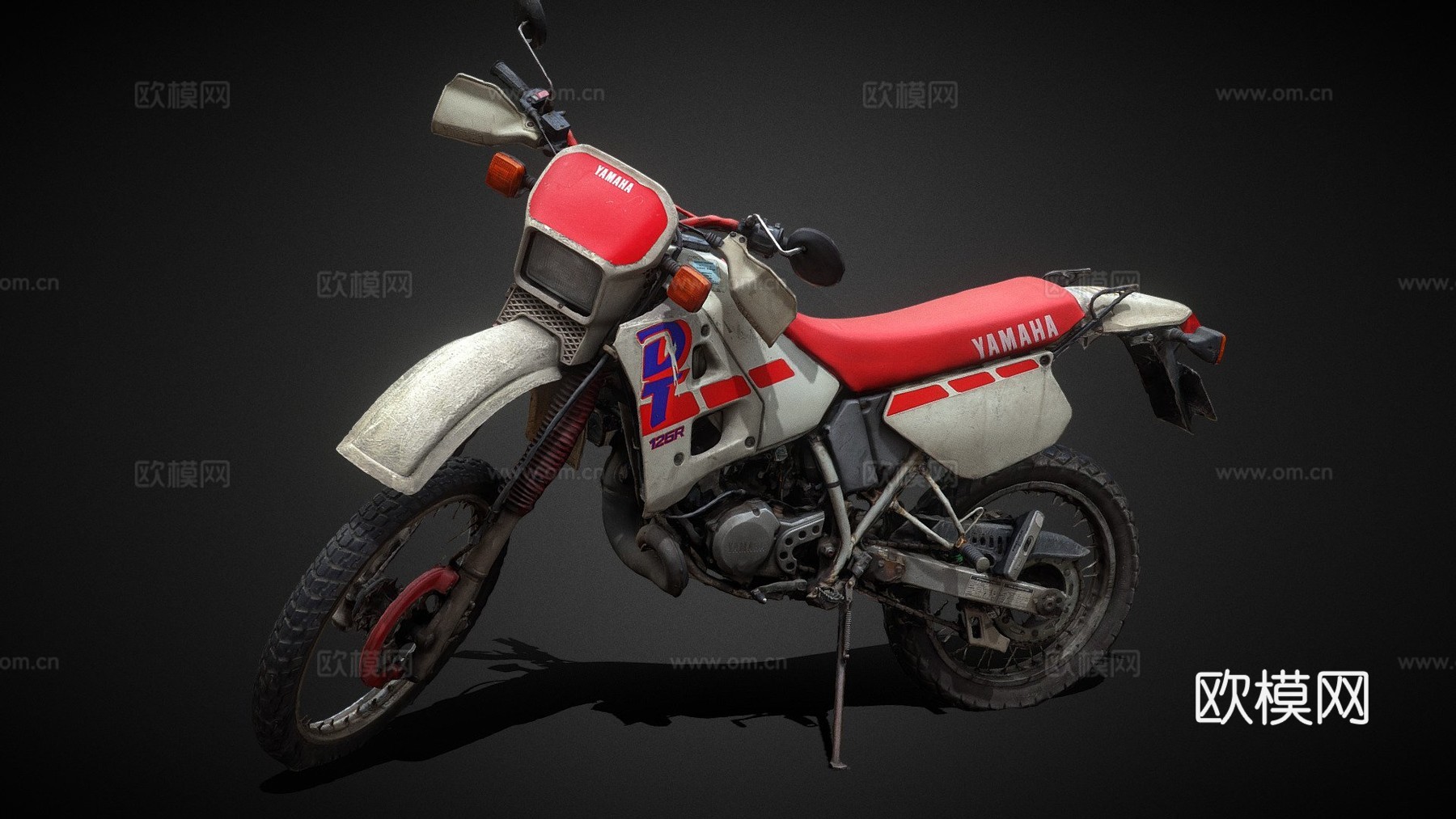 雅马哈 DT 125 R (3D扫描FR (sdrn))3d模型下载（渲染图1）