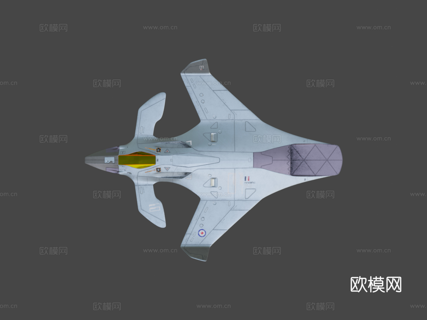科幻喷气式飞机 =速度鸟=3d模型下载（渲染图8）