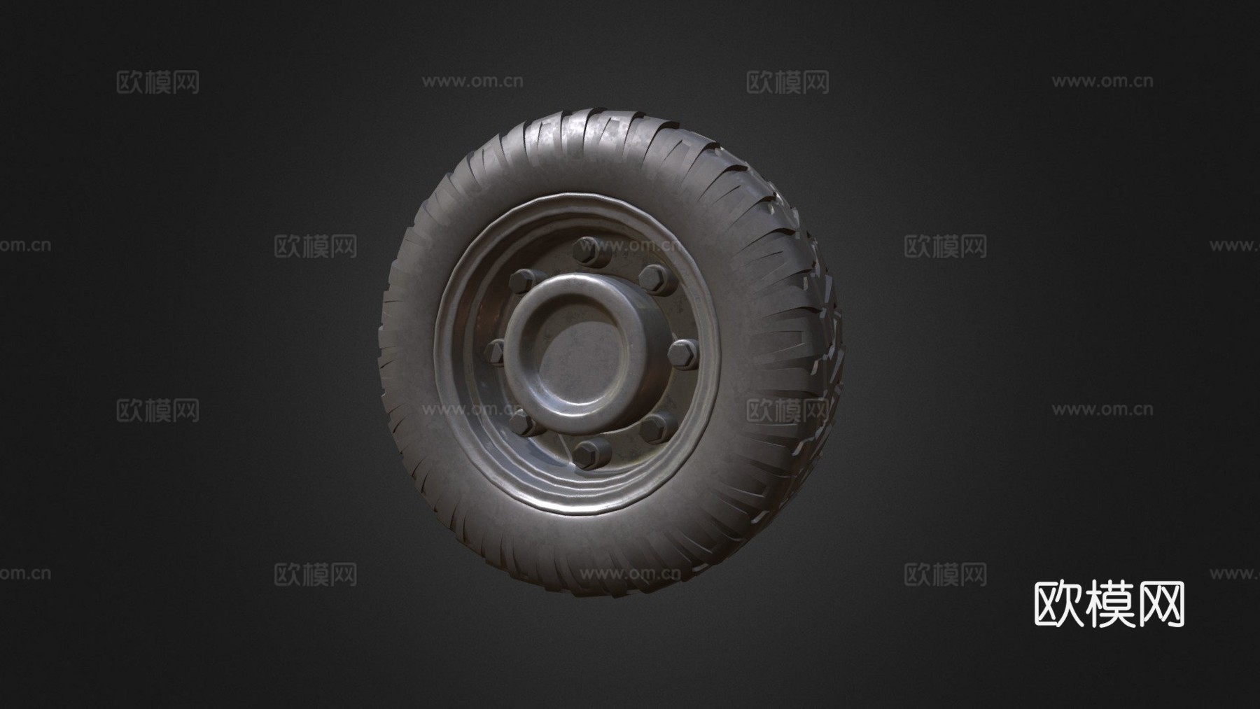 简单高多边形轮毂3d模型下载（渲染图1）