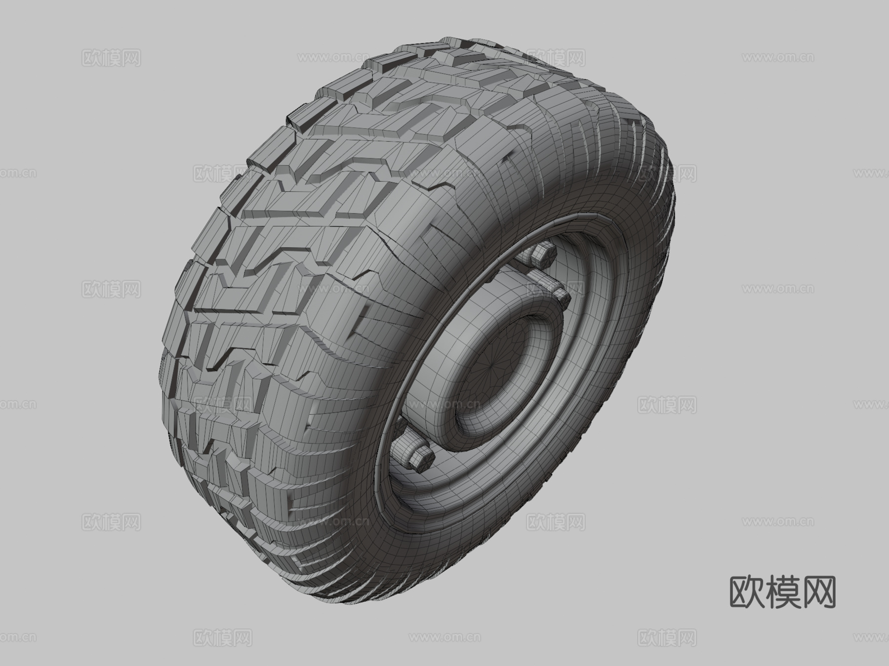 简单高多边形轮毂3d模型下载（渲染图3）