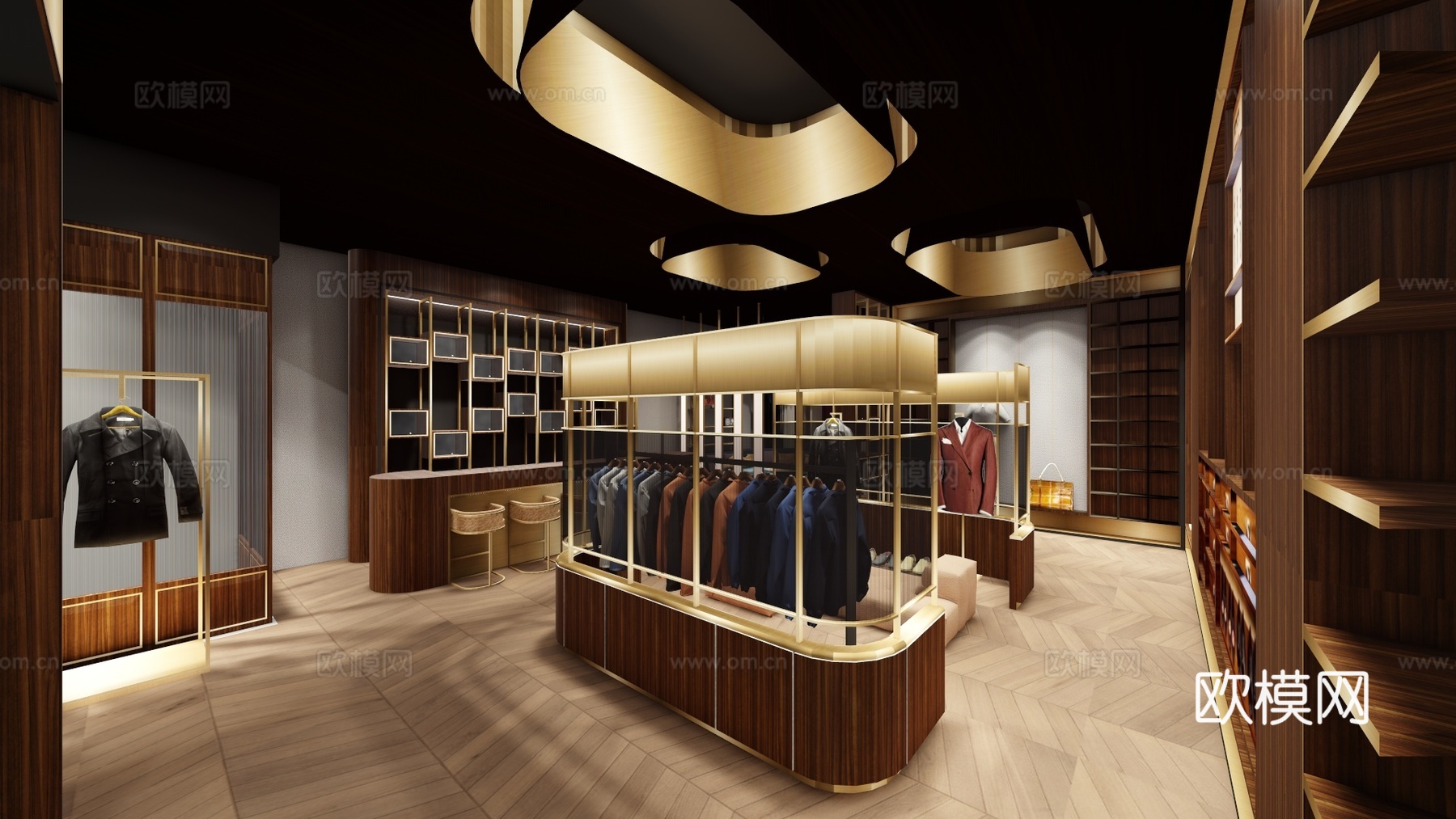 高档西服服装店 最新全套 效果图 施工图设计cad施工图