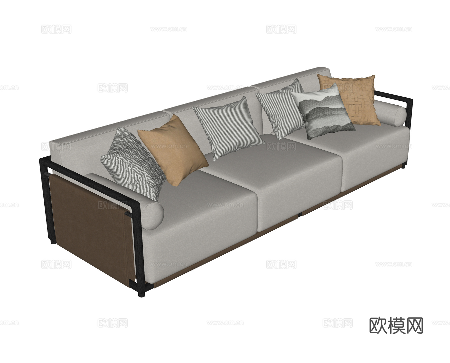 现代三人沙发su模型