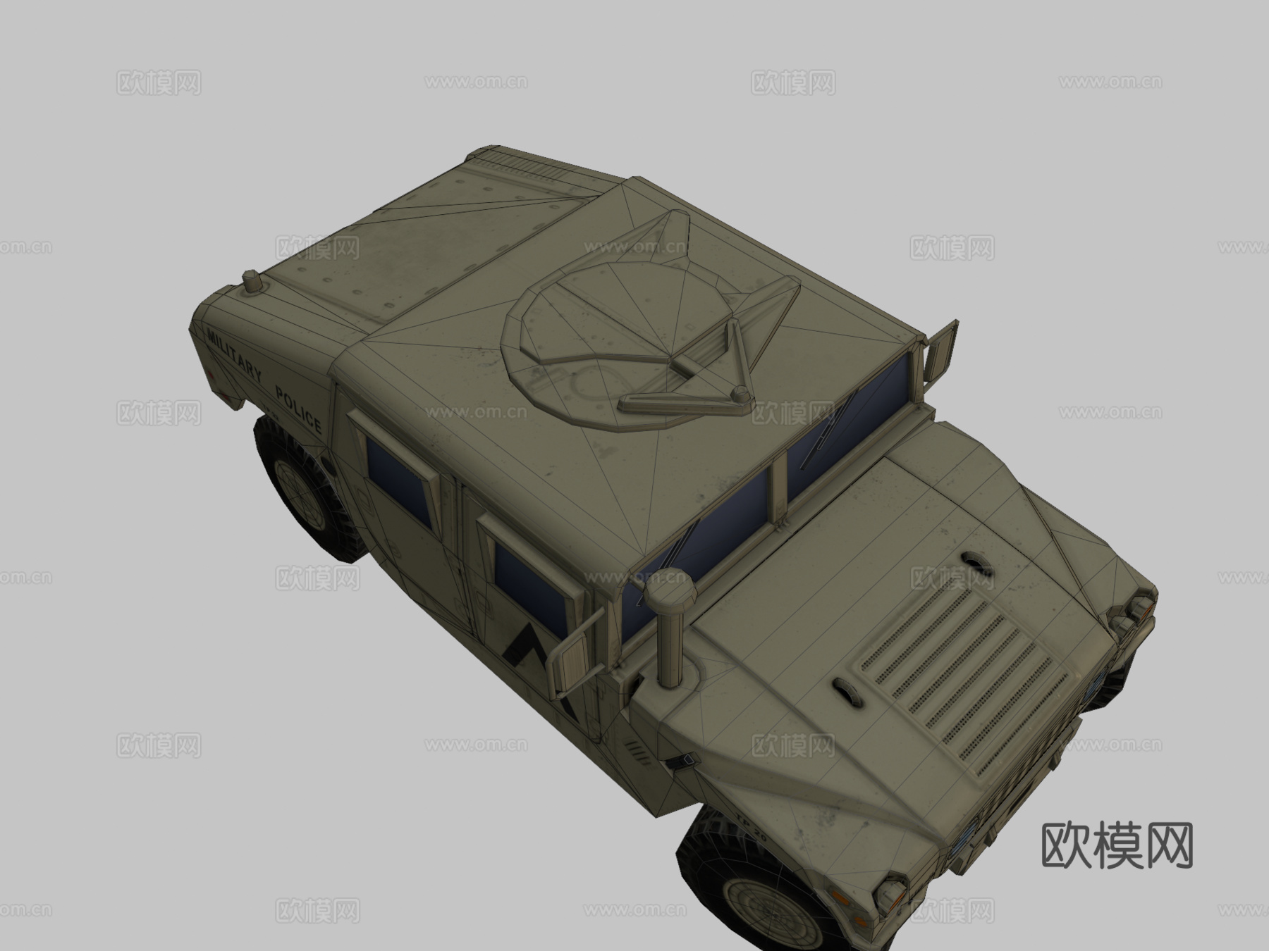 悍马 M1045 军事警察3d模型下载（渲染图2）