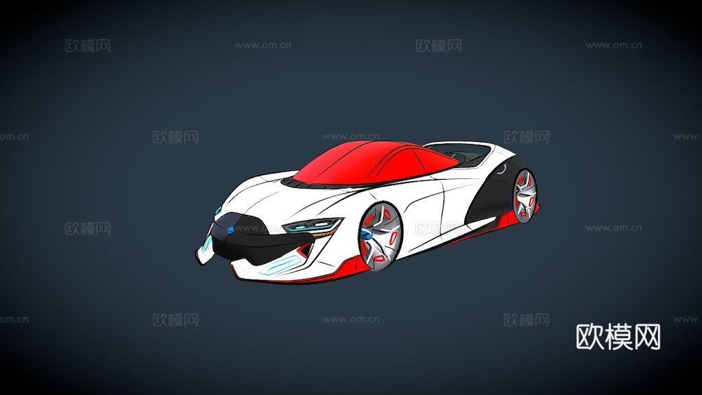 超级跑车VR草图（重力草图）3d模型下载（渲染图1）