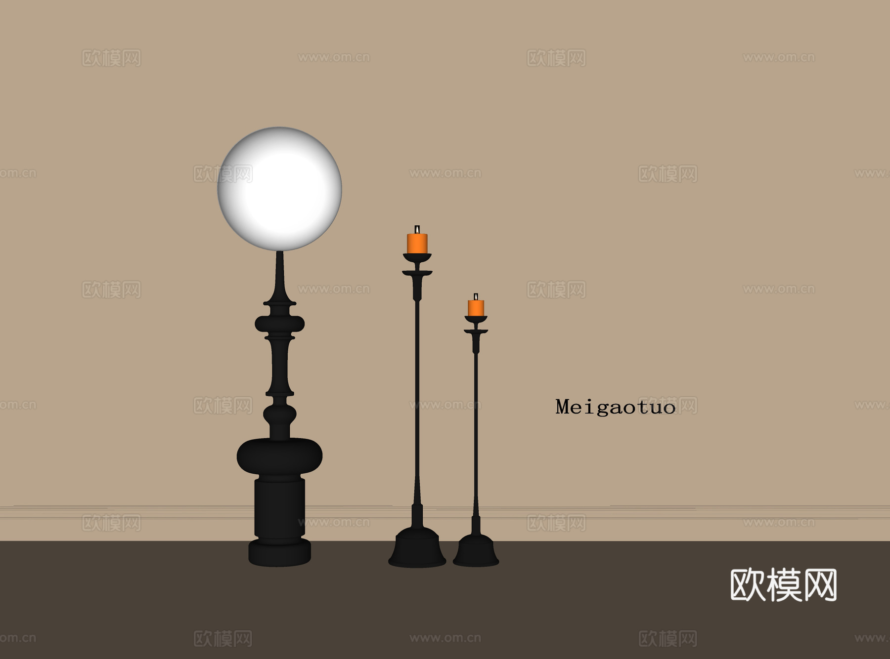 现代落地灯su模型