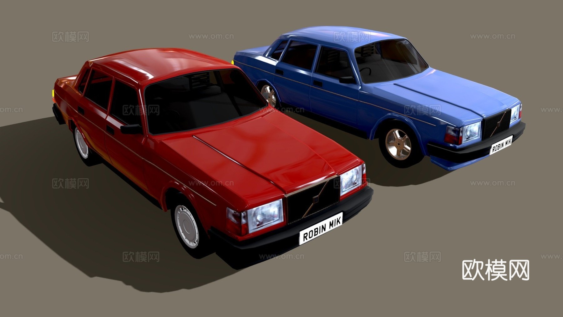 沃尔沃240风格轿车可下载3d模型下载（渲染图1）