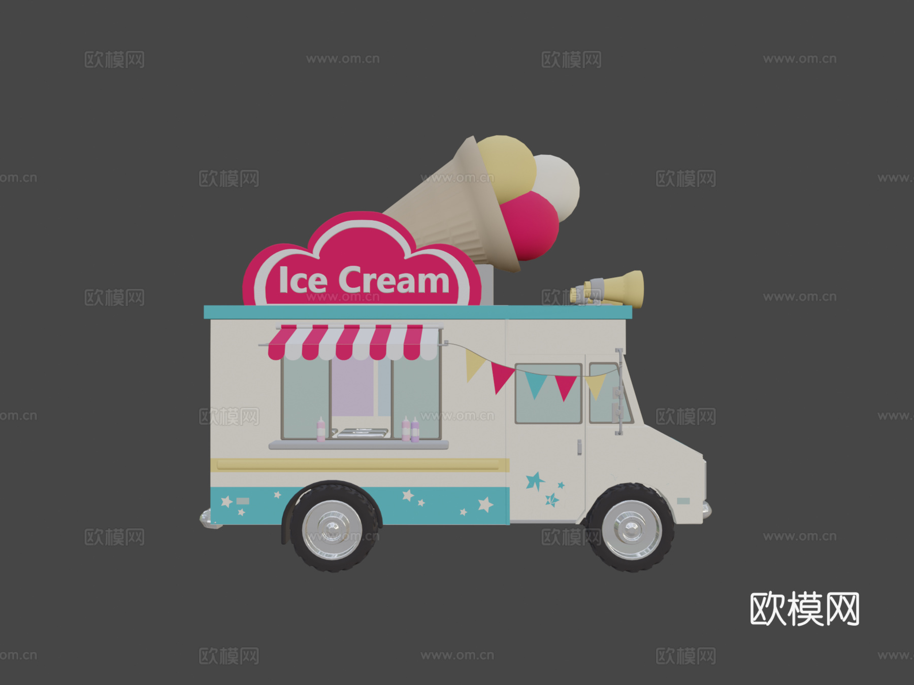 冰淇淋车3d模型下载（渲染图7）