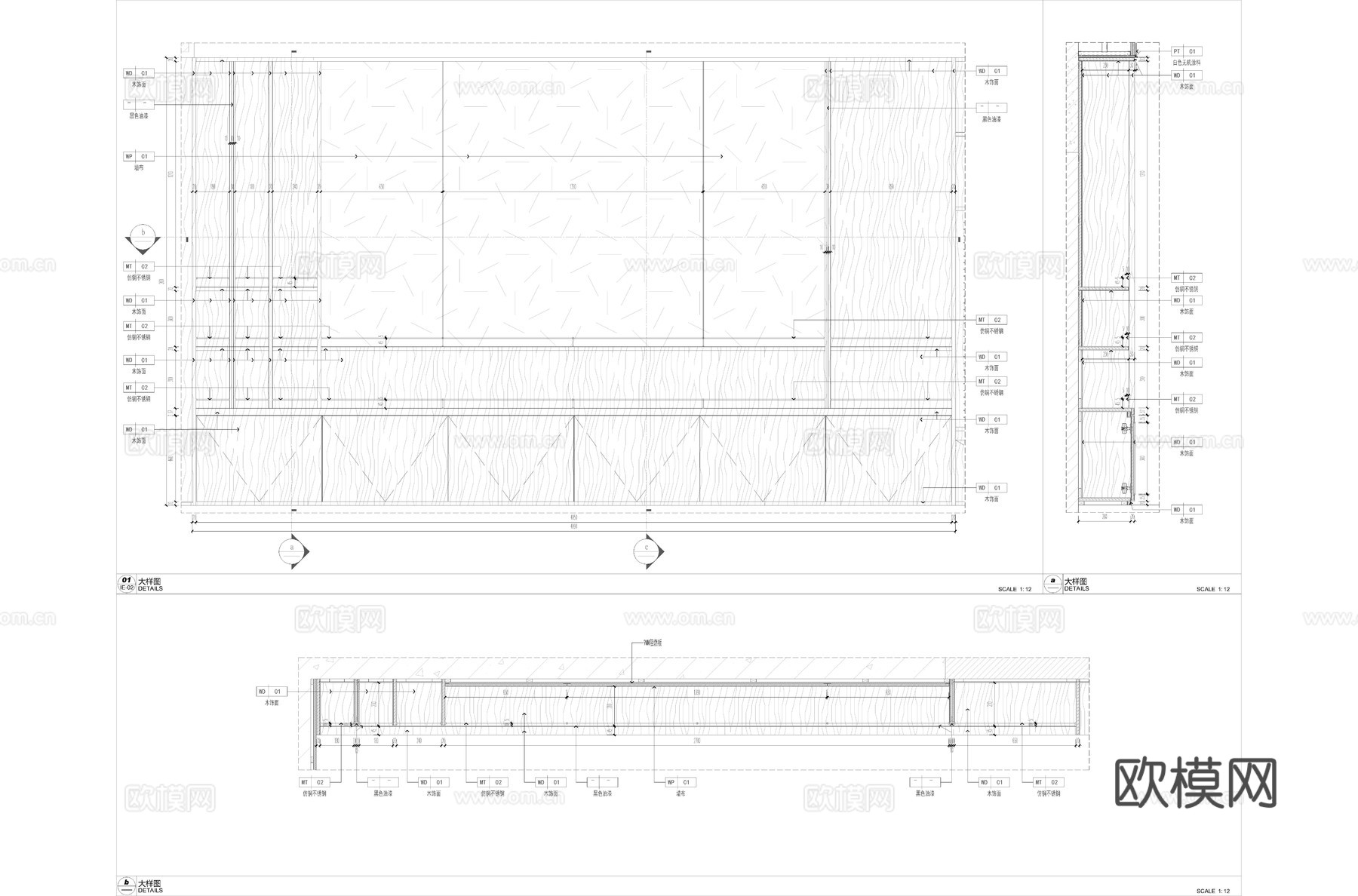 电视柜立面节点cad施工图