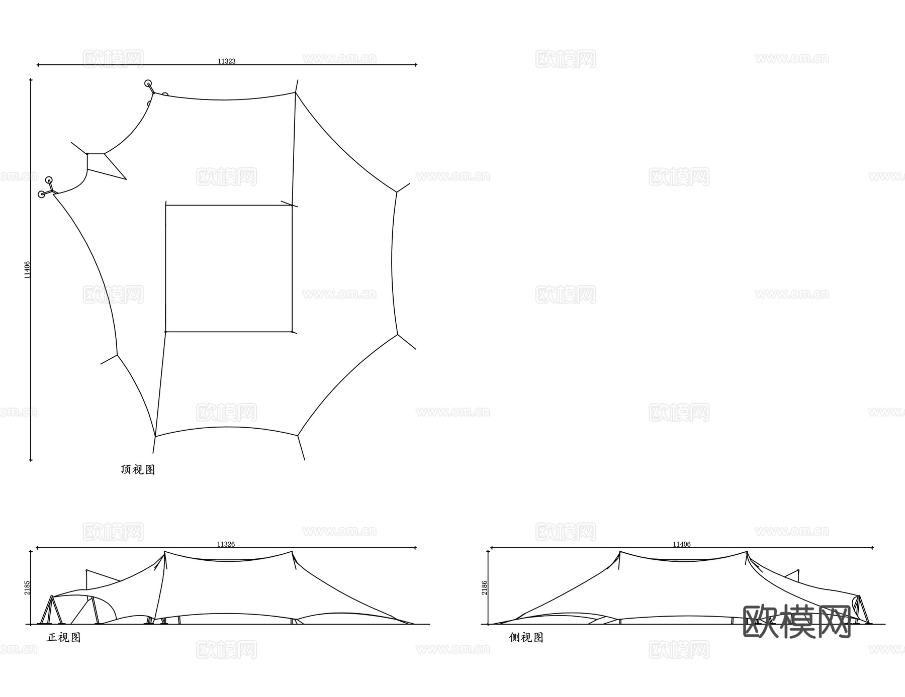 大帐篷 露营大帐篷 户外大型帐篷 工程帐篷 救灾帐篷cad施工图