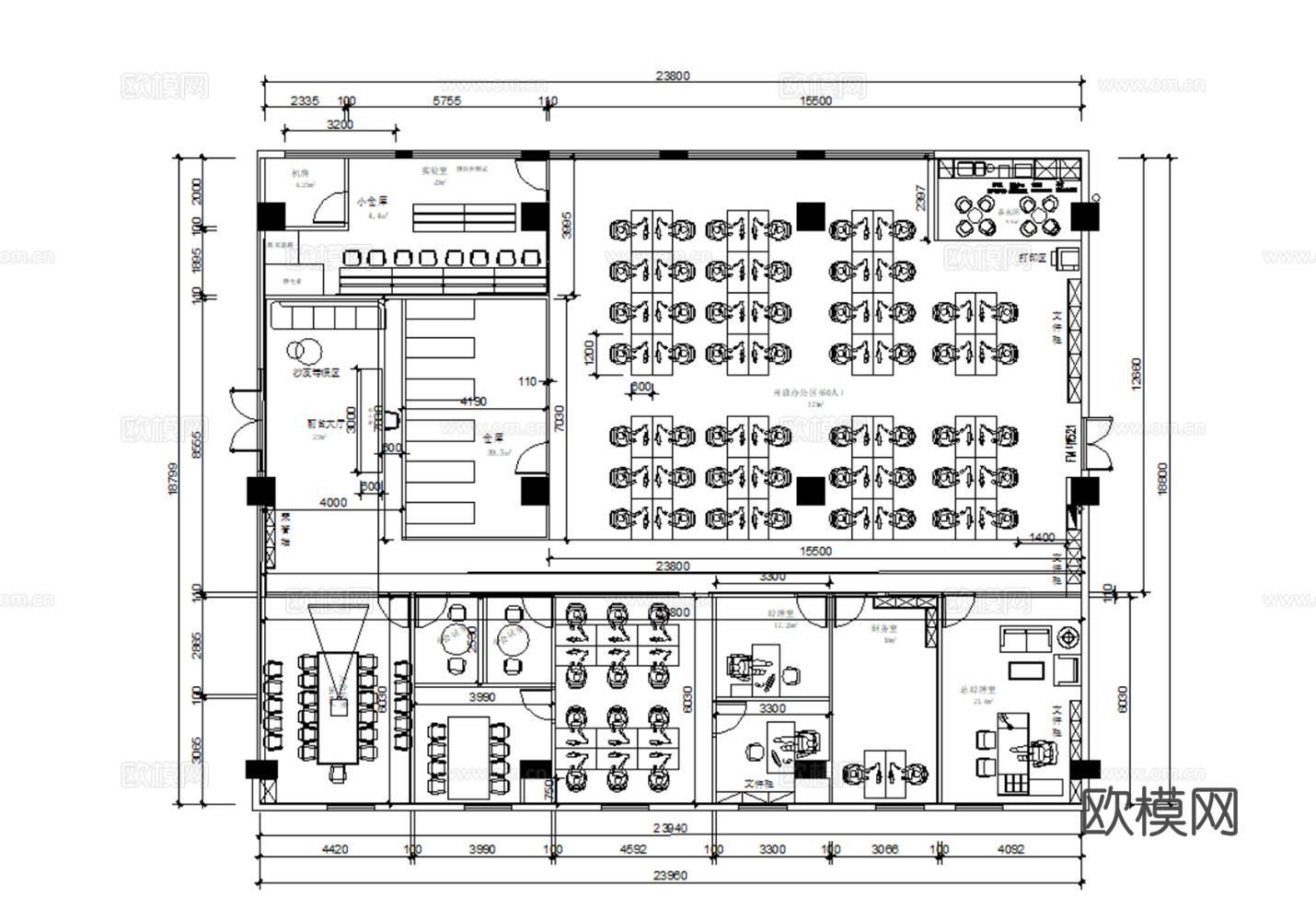 50套办公空间办公室会议室综合办公CAD平面设计方案最新整理cad施工图