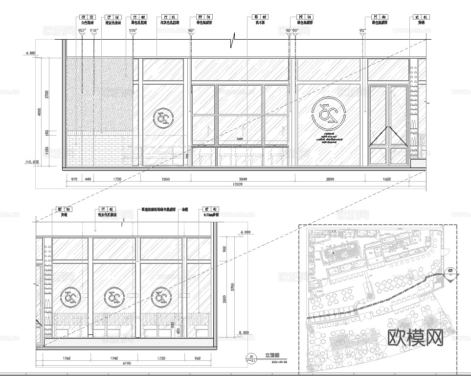 轻奢高档小酒馆 最新全套 效果图 施工图设计cad施工图