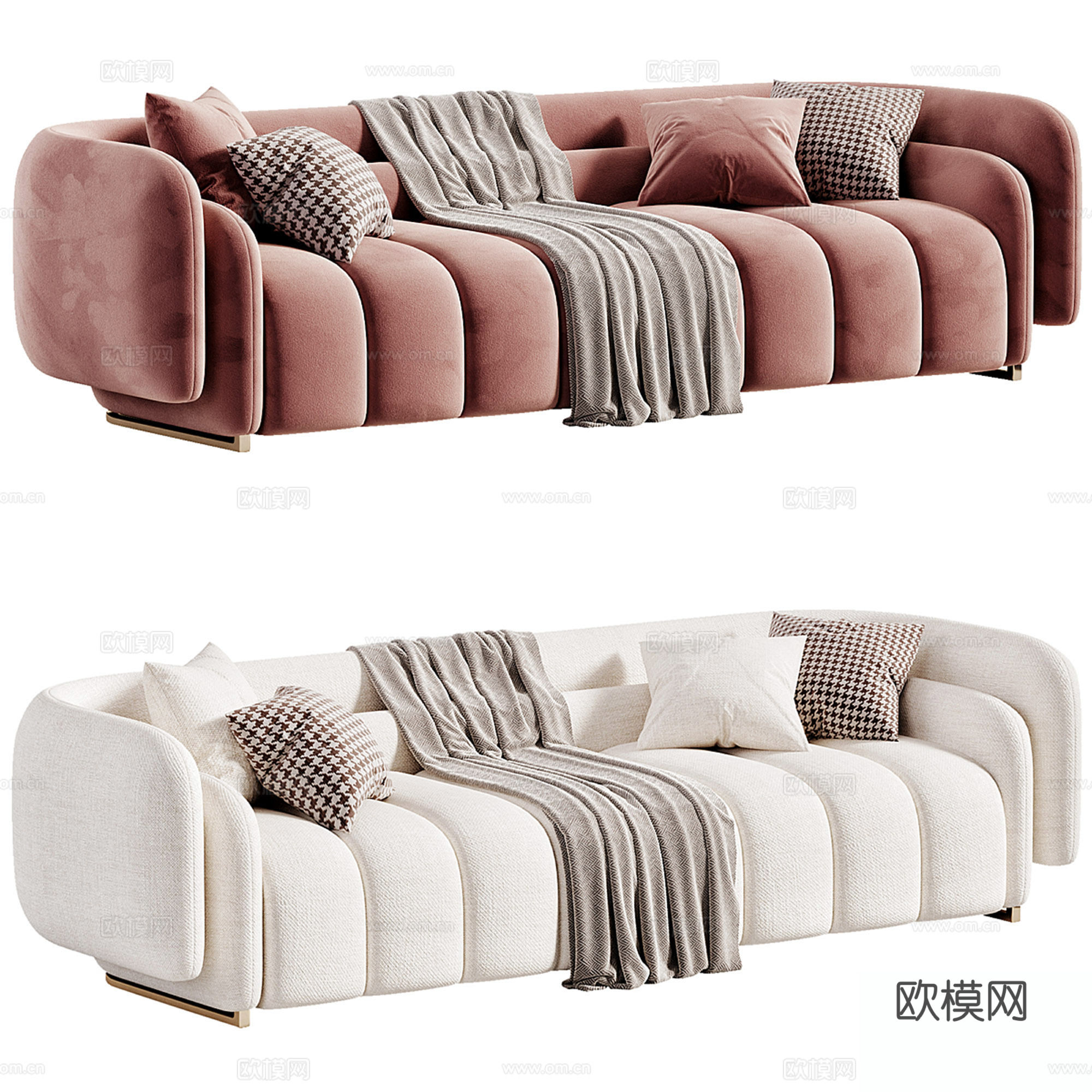 现代轻奢多人沙发集合su模型