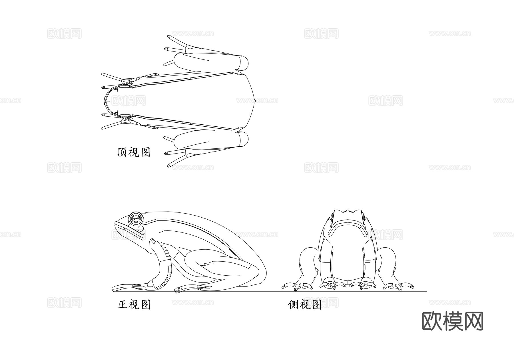青蛙 田鸡 蛙类 水蛙 蛤蟆cad施工图下载