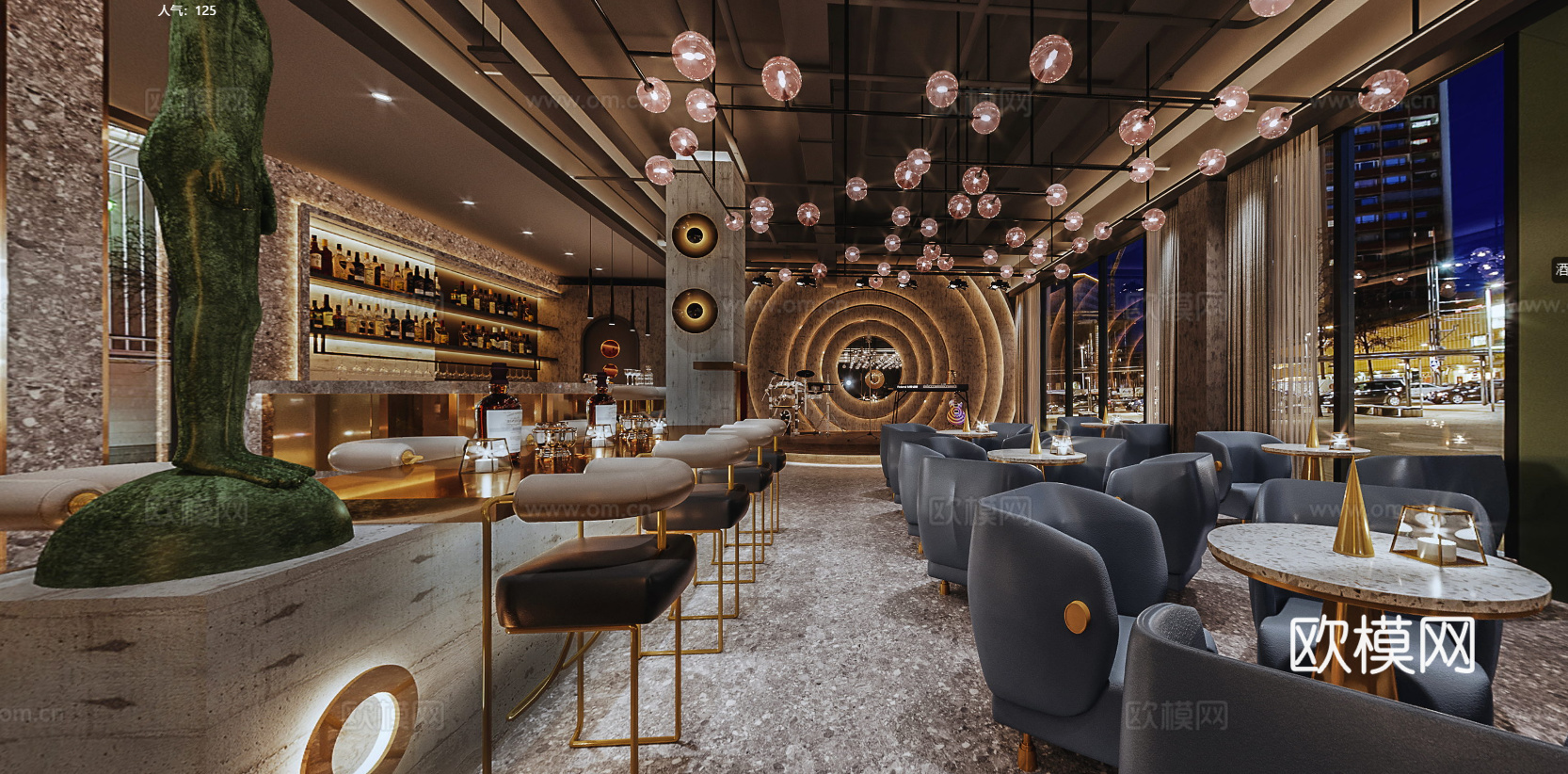 轻奢音乐酒吧 最新全套 效果图 施工图设计cad施工图