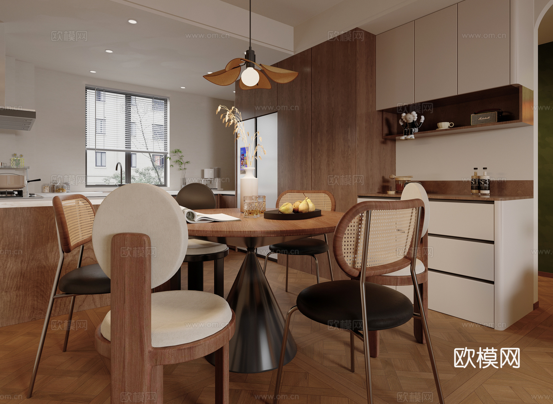 中古风餐厅厨房su模型