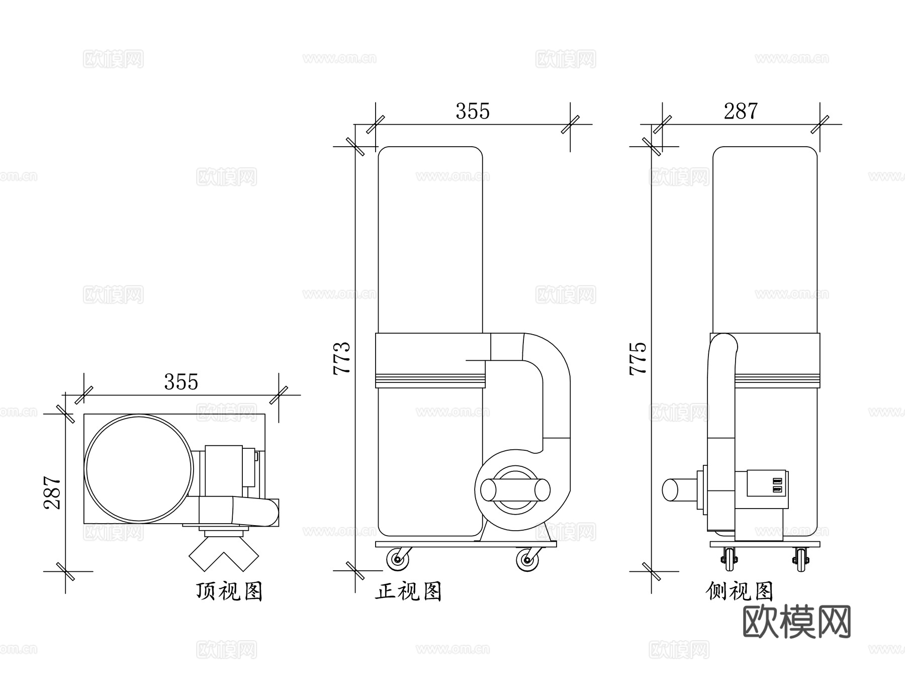 吸尘器 除尘设备 集尘器 吸尘机 除尘机cad施工图