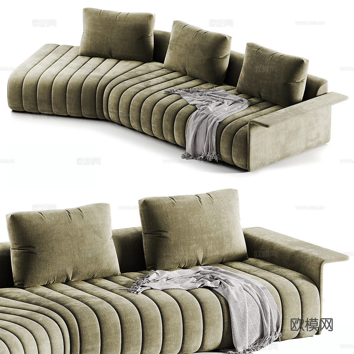 现代多人沙发su模型