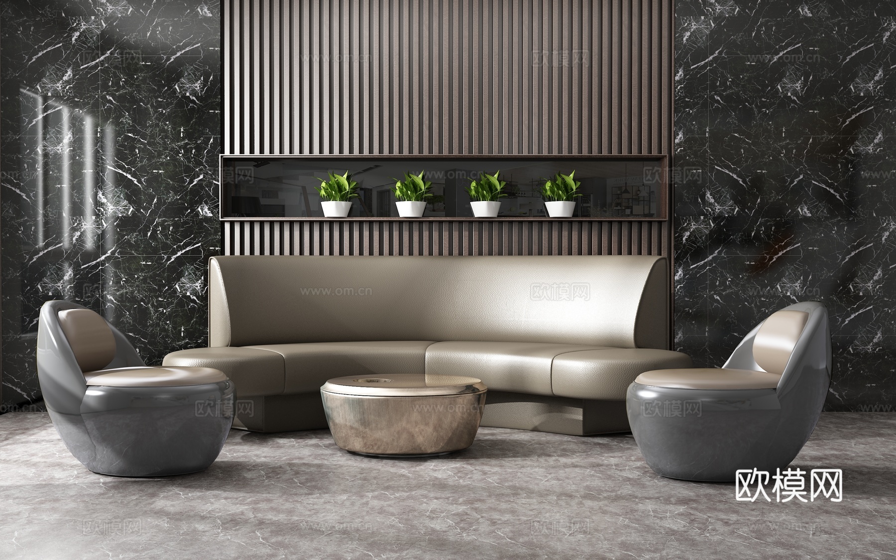 现代沙发茶几组合 背景墙3d模型下载