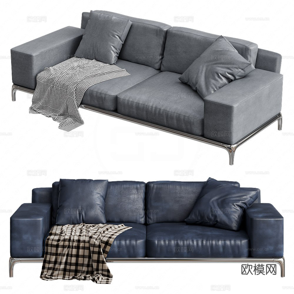 三人沙发3d模型