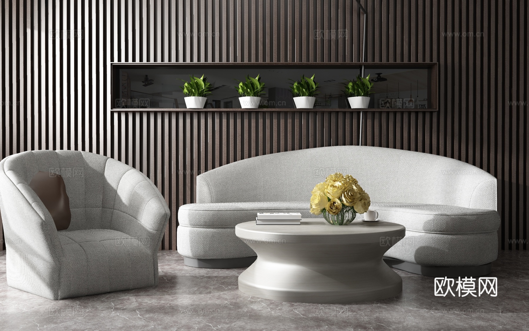 中式沙发茶几组合 背景墙3d模型下载