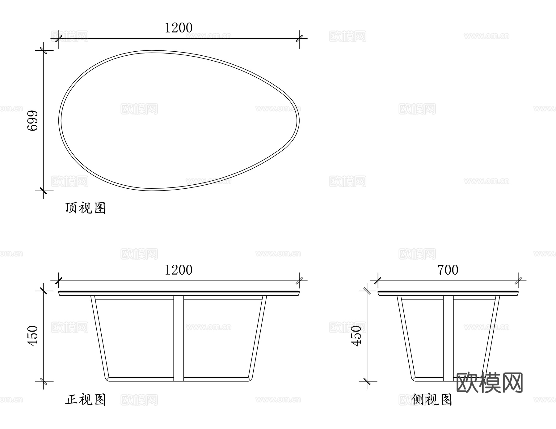 鹅蛋桌 卵形桌 椭圆蛋桌 蛋形茶几 蛋形餐桌cad施工图