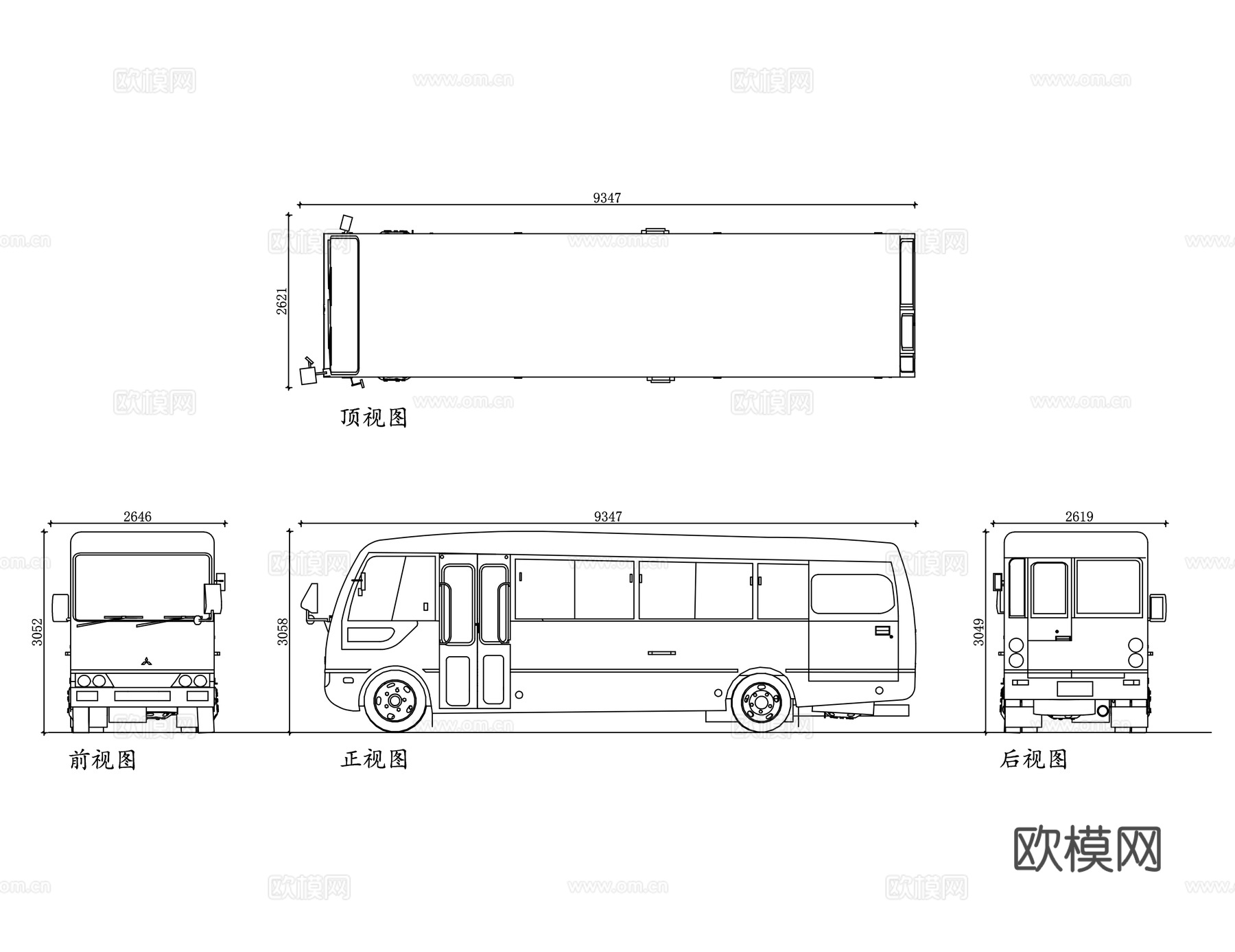 客运班车 营运客车 载客汽车 旅客大巴 公交客车cad施工图