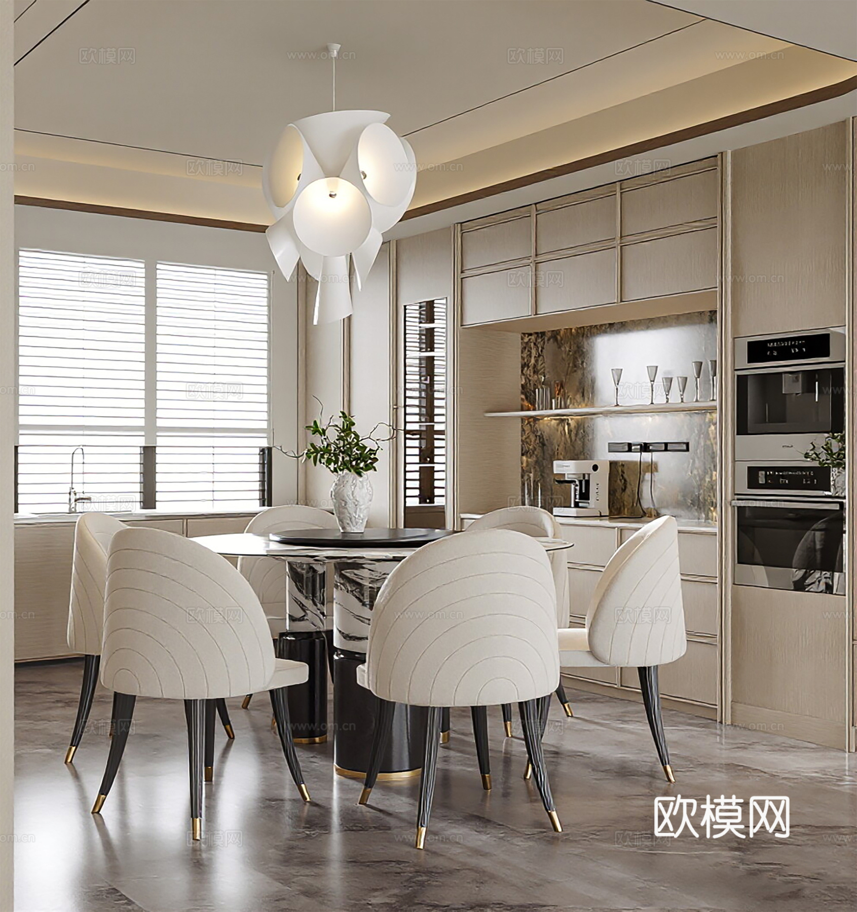 现代餐厅3d模型下载