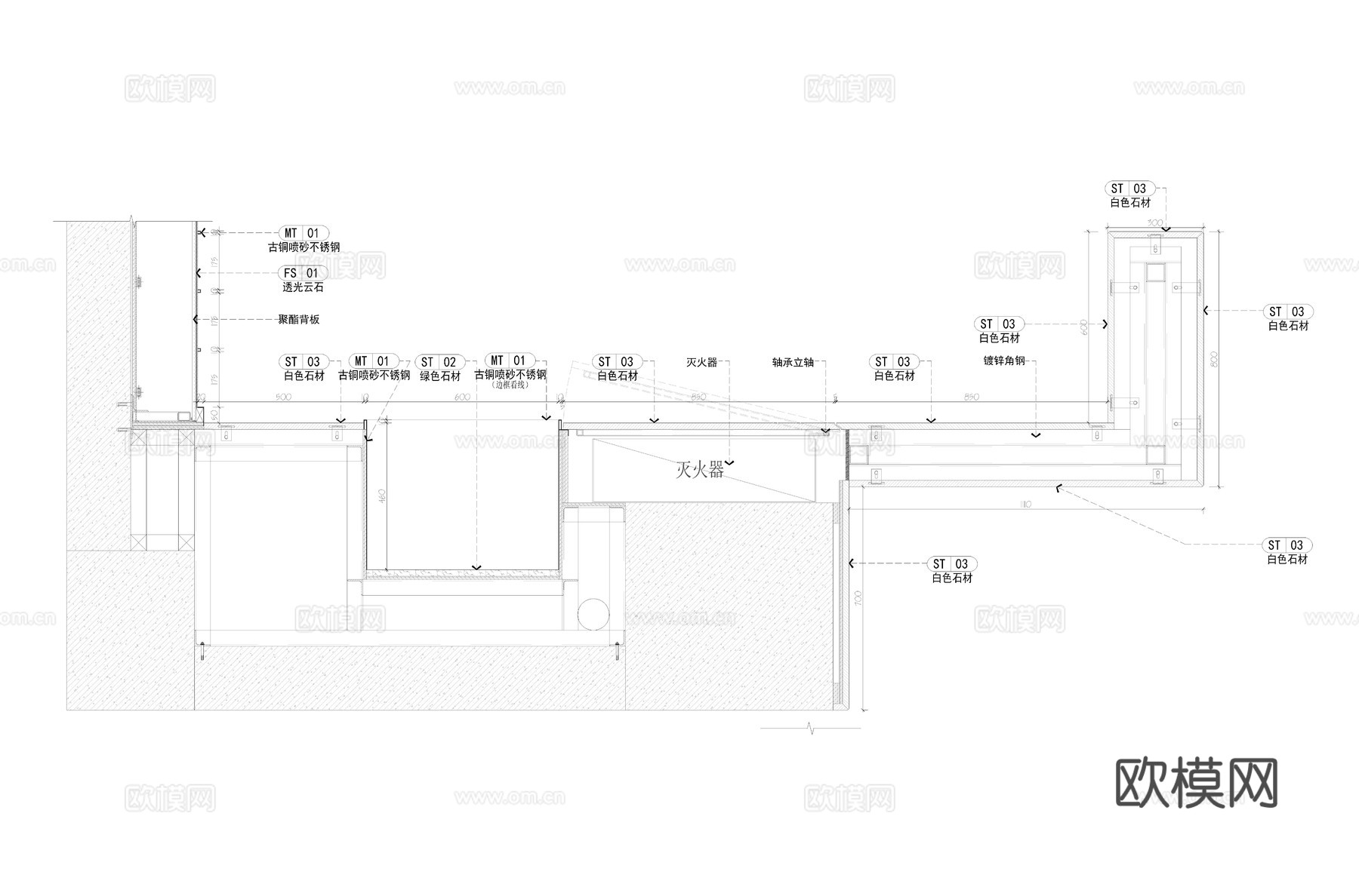 消防栓隐形石材门节点cad施工图