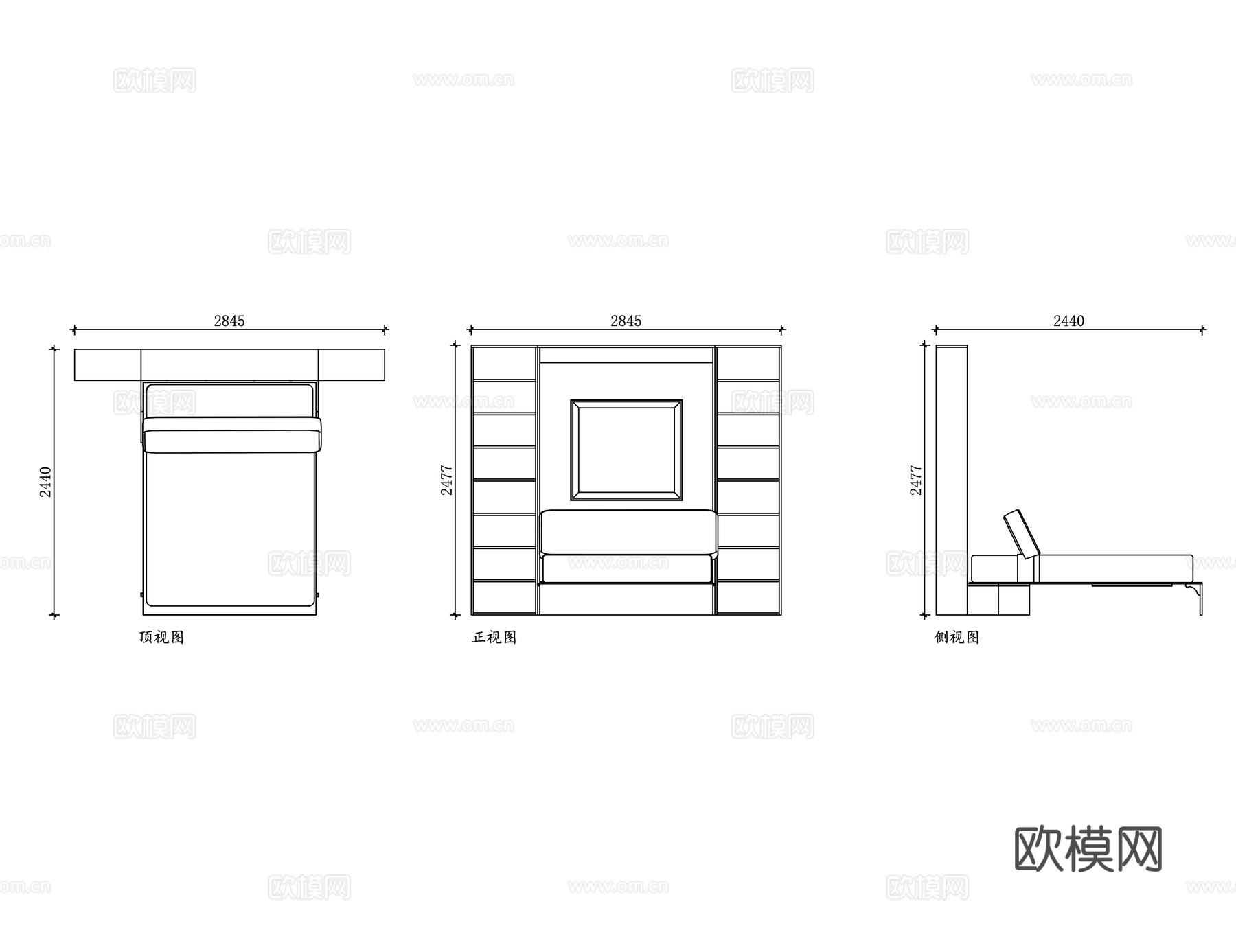 储物隐形床 壁床带收纳 翻板床带柜 隐藏床储物 墨菲床带柜cad施工图