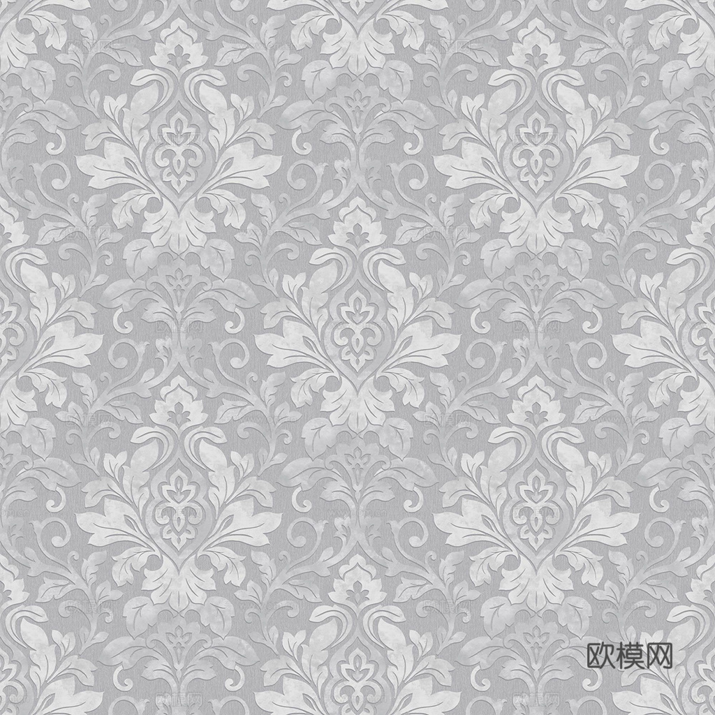 无缝欧式灰色印花墙布
