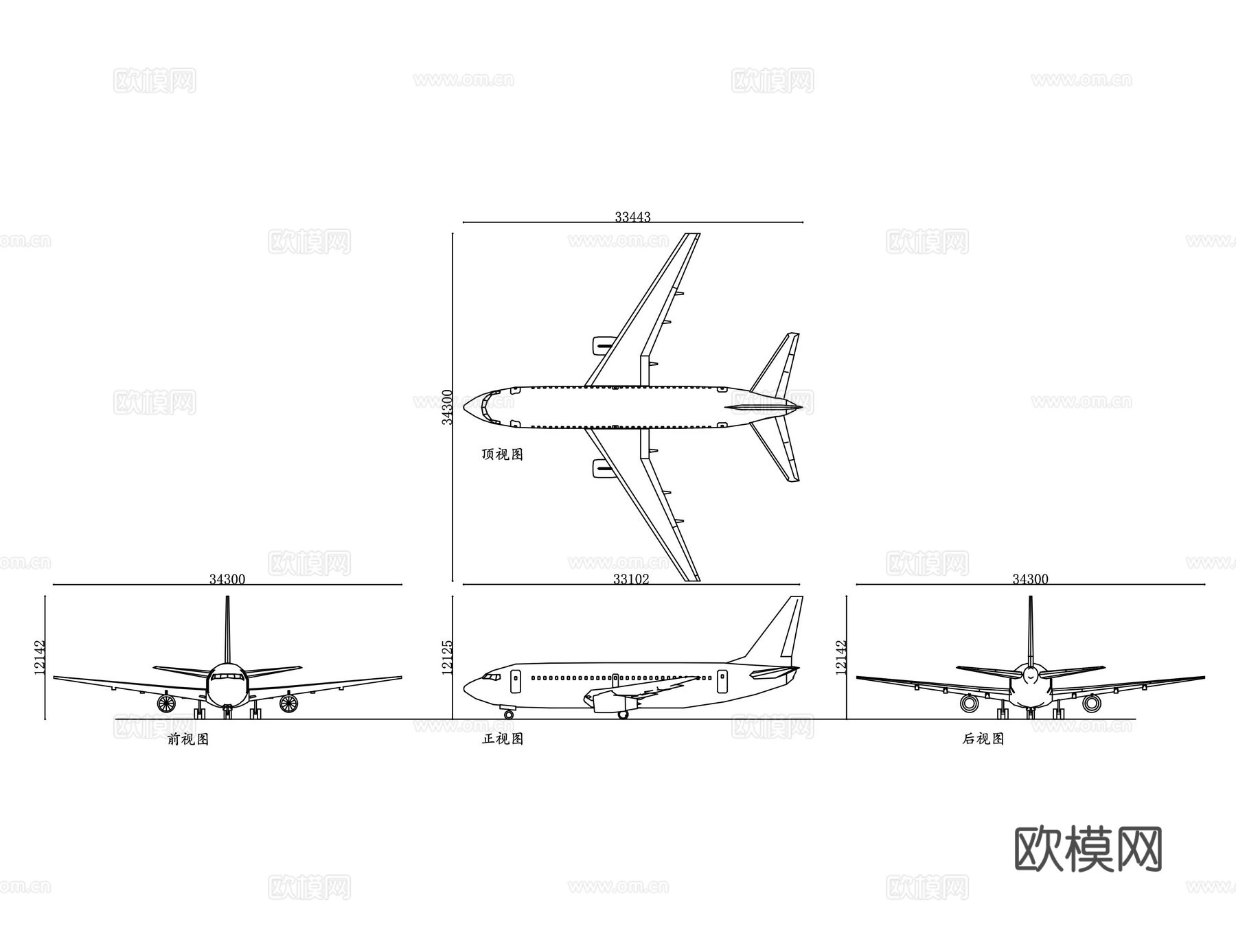 七三七 小短腿 波音 737 客机 波音 737 窄体机cad施工图