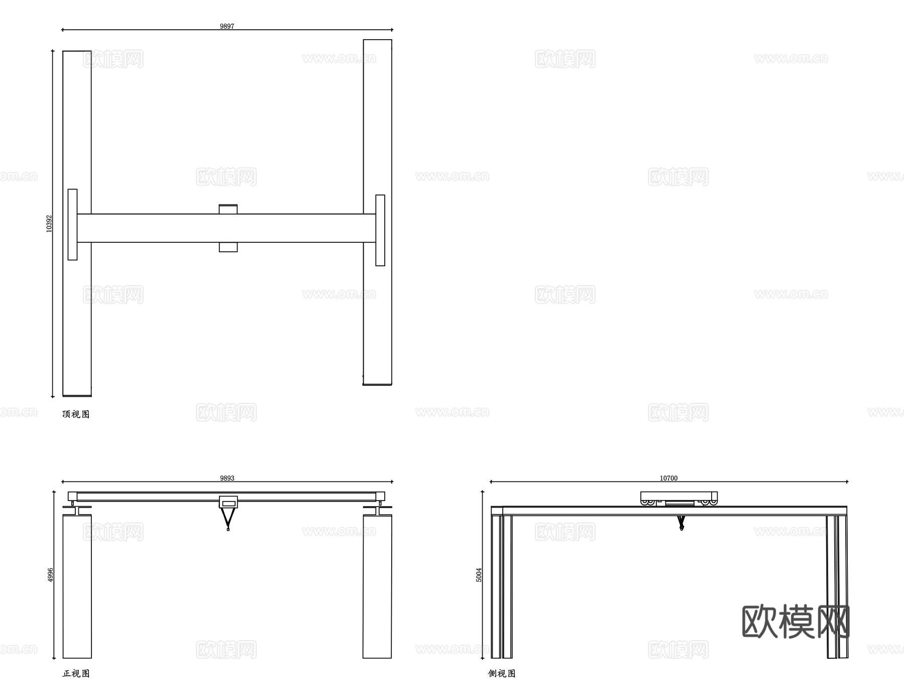 单梁起重机 单轨吊 单轨行车 单臂起重机 单轨天车cad施工图