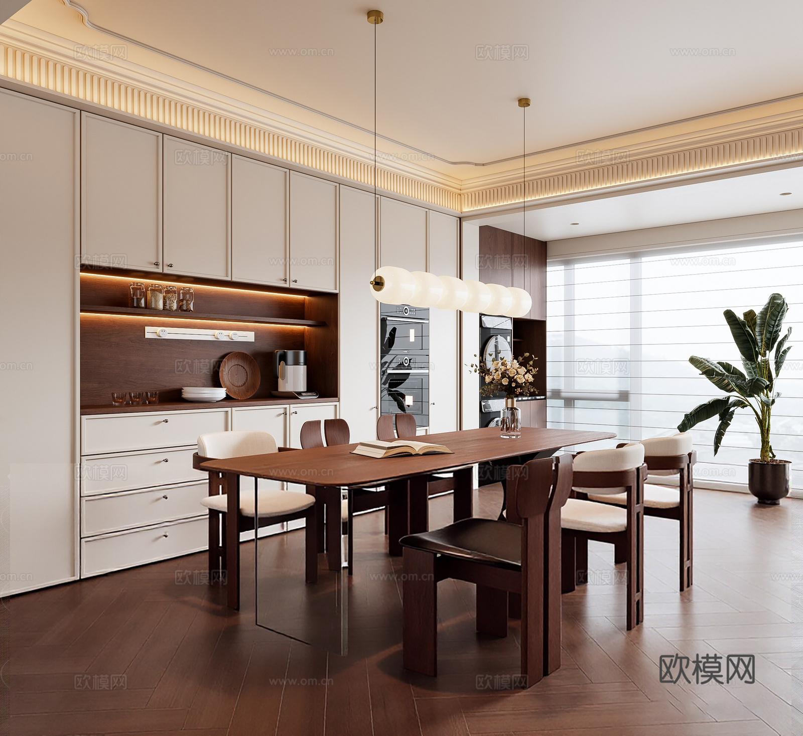 中古风餐厅3d模型下载