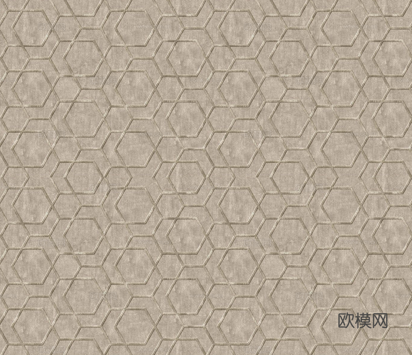 暗纹_六边形几何纹边_压花地毯贴图