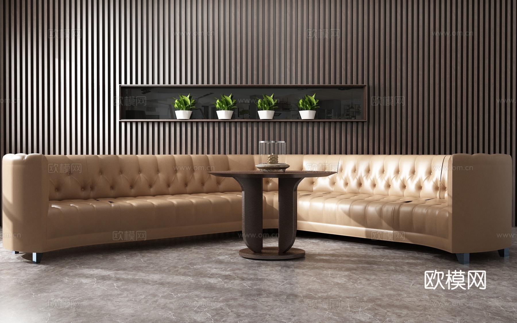 沙发茶几组合 背景墙3d模型下载