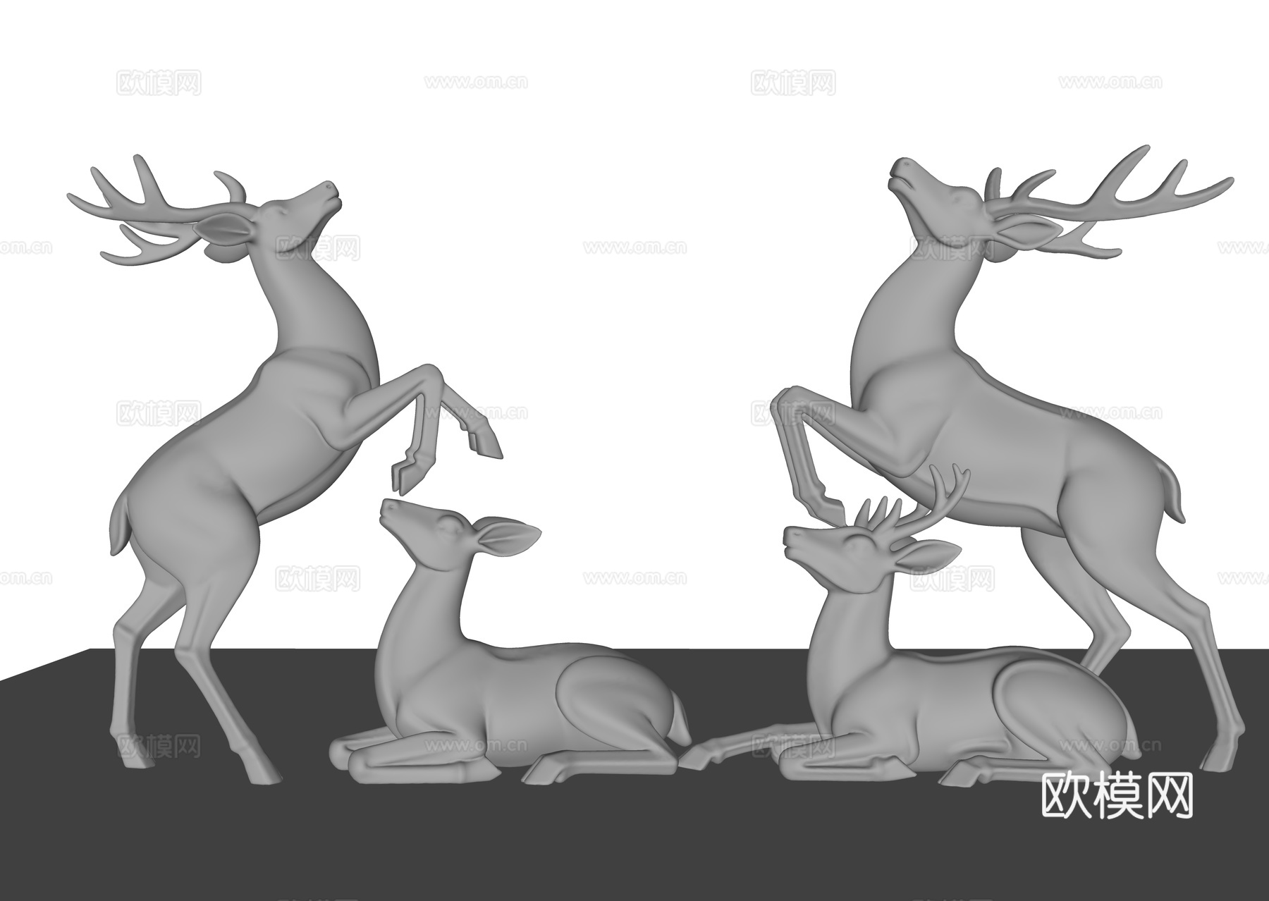 鹿雕塑 鹿 小品鹿 景观鹿 动物雕塑 景观鹿雕塑su模型