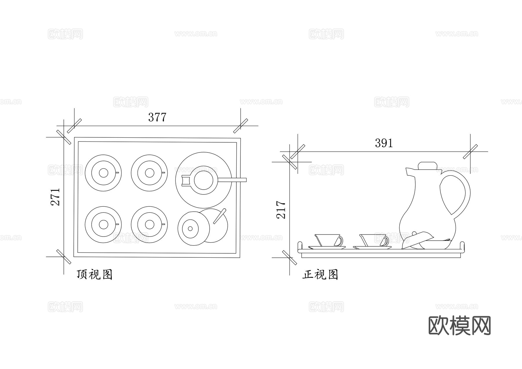 茶器 功夫茶具 泡茶器具 茶道用品 品茶套装cad施工图
