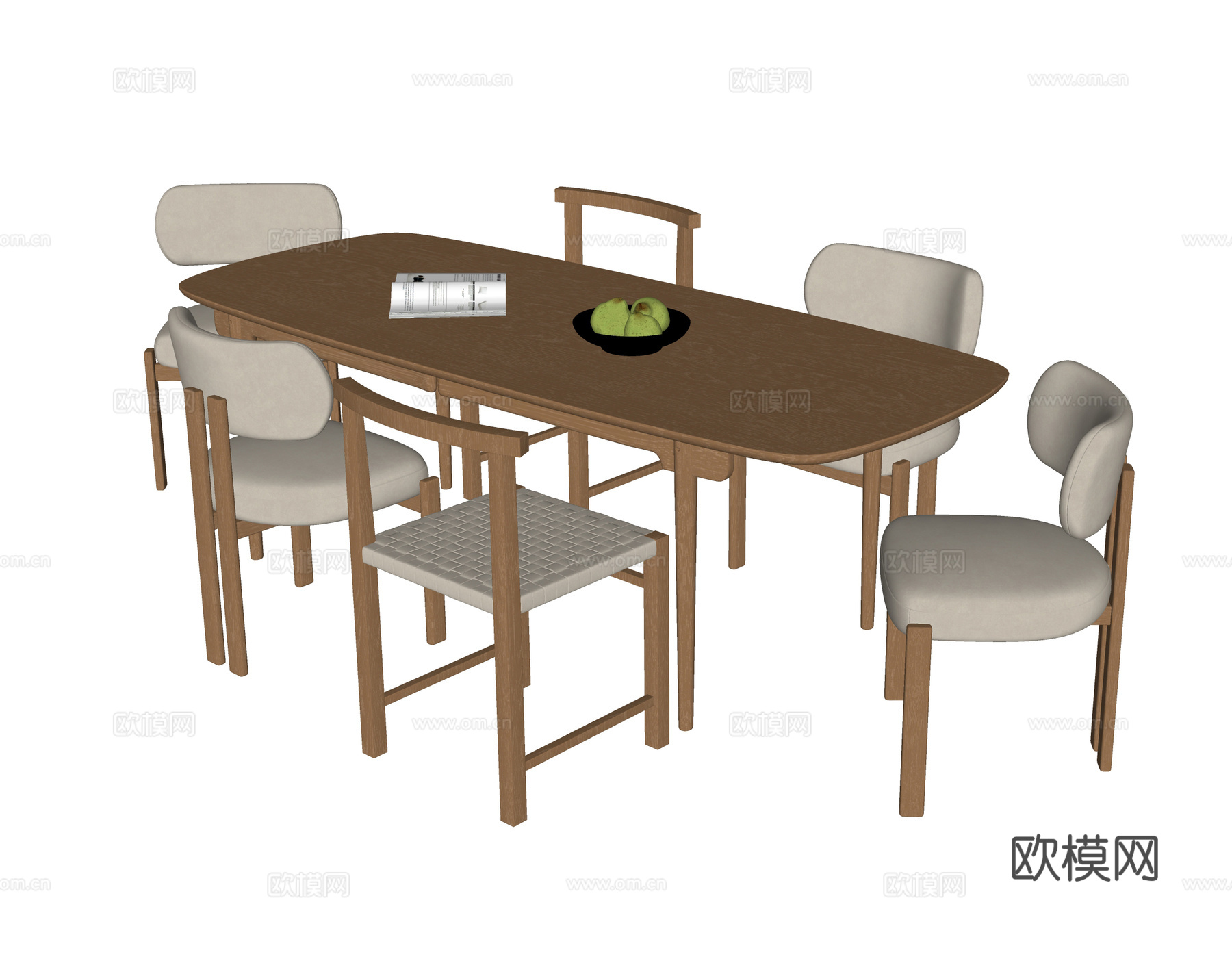 现代餐桌椅 餐椅 餐桌su模型