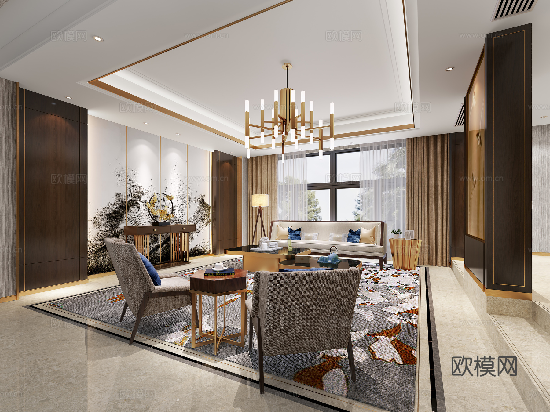 现代会客厅 酒店会客区 酒店接待室 休闲区 酒店大堂 接待室3d模型下载