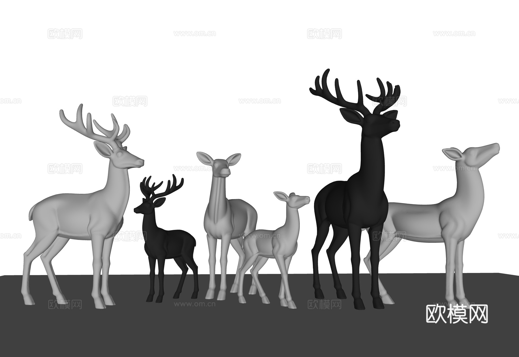 鹿雕塑 鹿 小品鹿 景观鹿 动物雕塑 景观鹿雕塑su模型