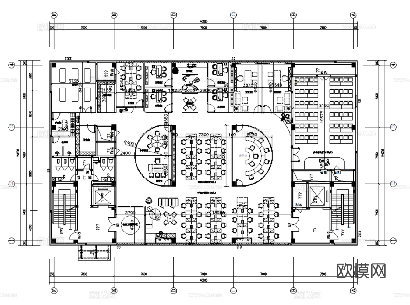 40套现代风格办公空间办公室综合办公CAD平面设计方案最新整cad施工图