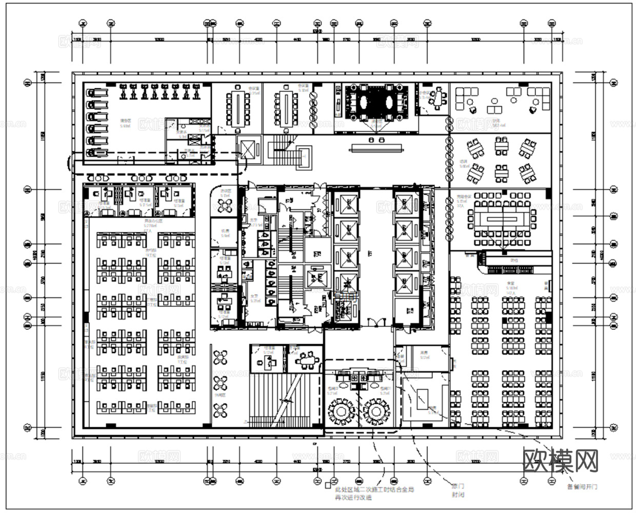 40套现代风格办公空间办公室综合办公CAD平面设计方案最新整cad施工图