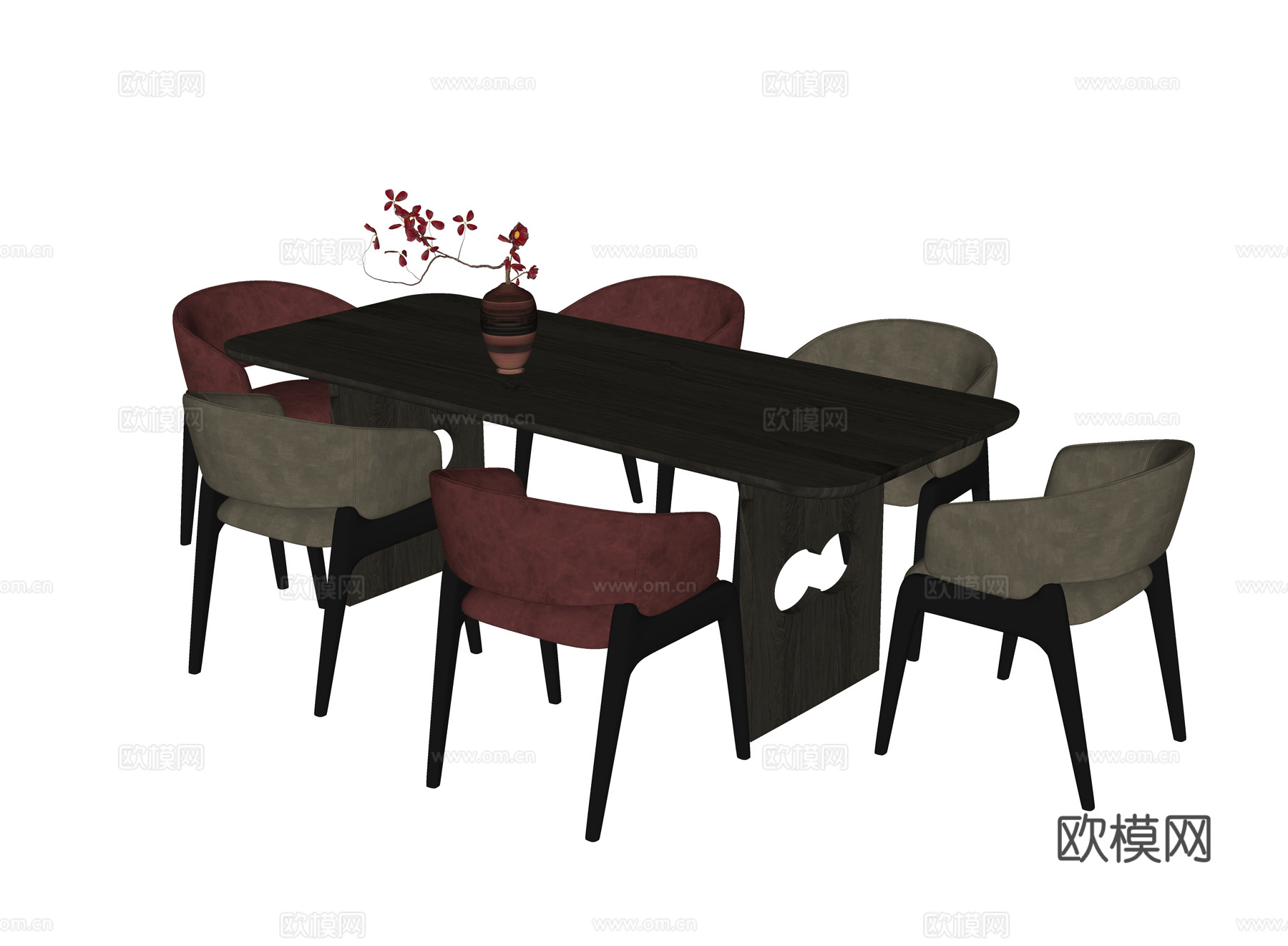 现代餐桌椅 餐椅su模型