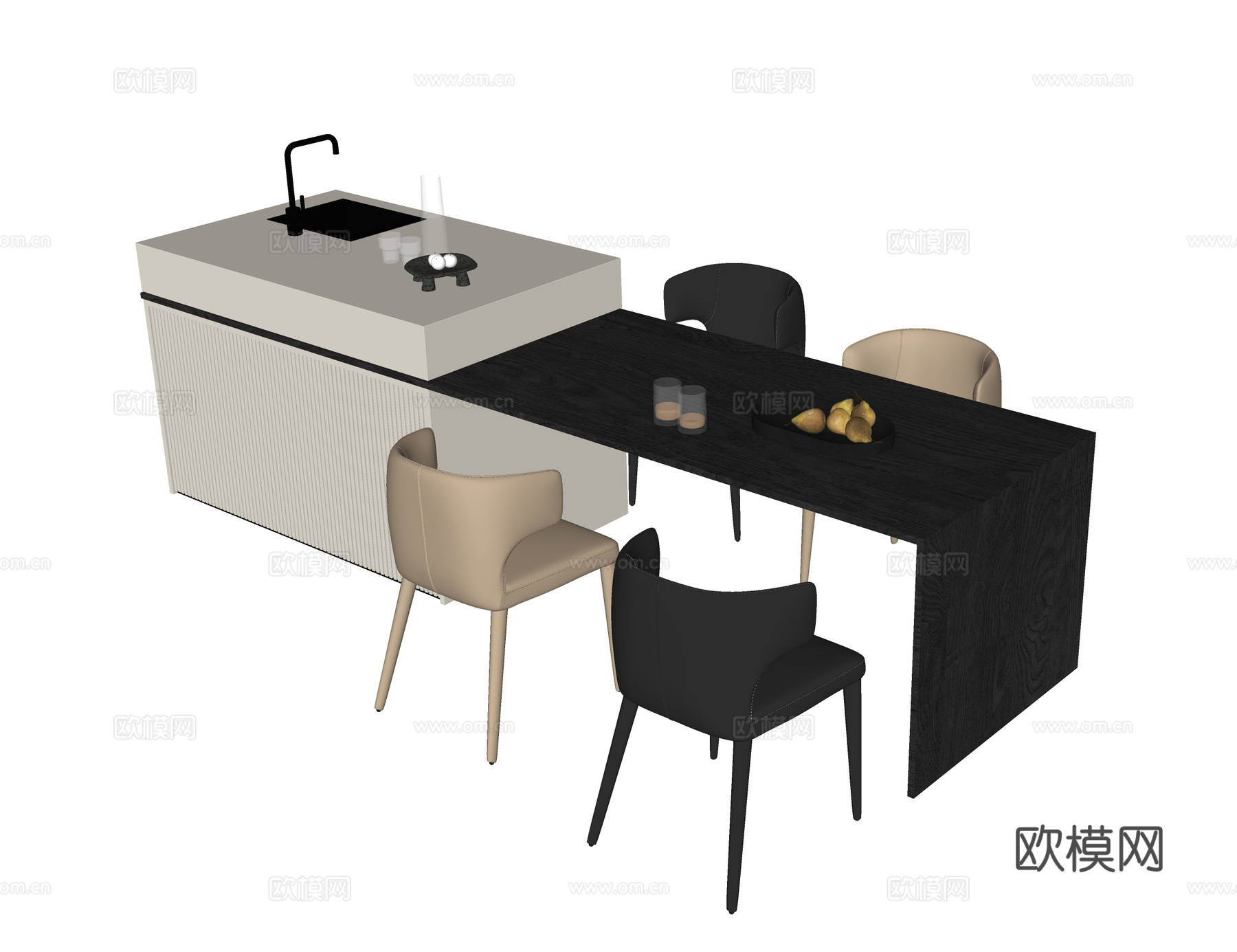 现代餐桌椅su模型